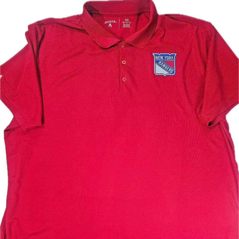 New York Rangers Shirt Mens 3XL Red NHL Hockey Polo Antigua Short‎ Sleeve